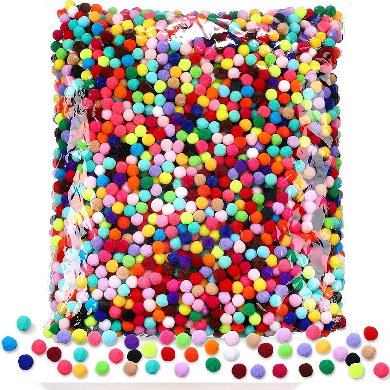KRYTONE Excl.�1CM Assorted Pom Poms, Craft Pom Pom Balls, Colorful Pompoms for DIY Creative Crafts Decorations, Kids Craft Project (100PCS) - Image 1
