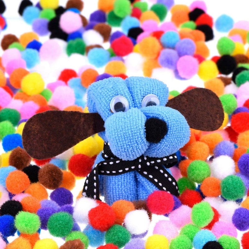 KRYTONE Excl.�1CM Assorted Pom Poms, Craft Pom Pom Balls, Colorful Pompoms for DIY Creative Crafts Decorations, Kids Craft Project (100PCS) - Image 4