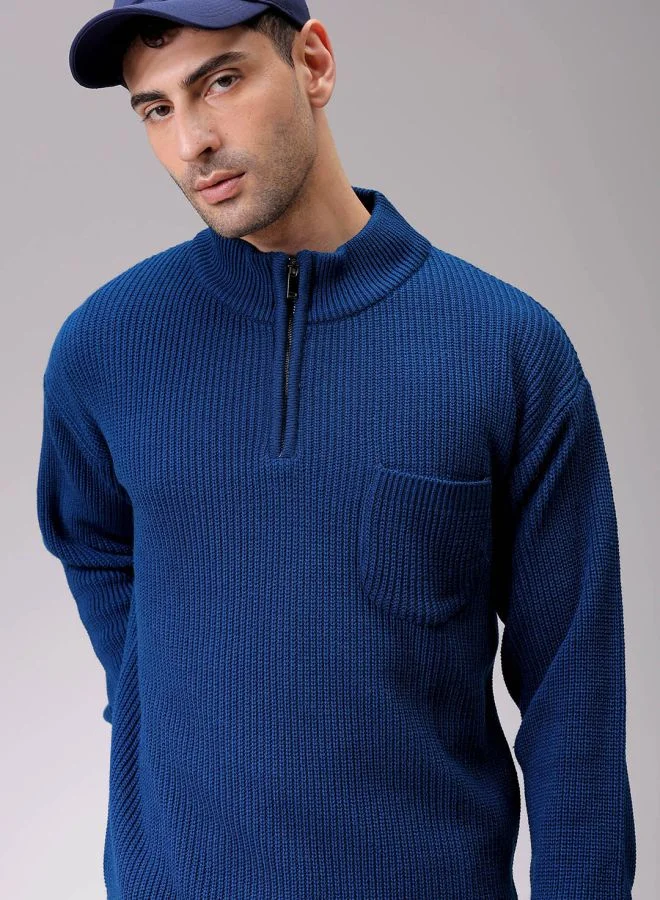 The Indian Garage Co Men Oversized Textured High Neck Sweater