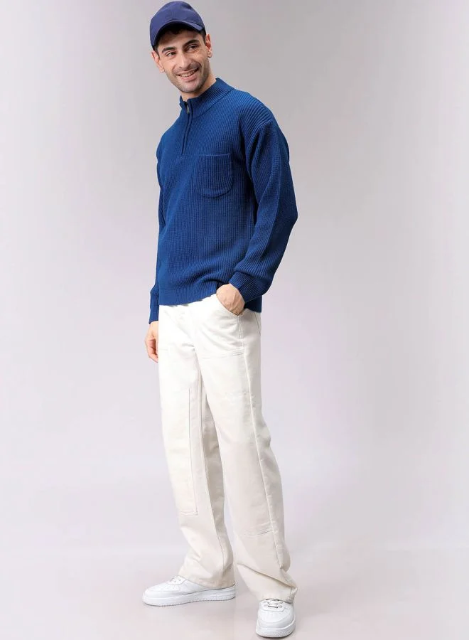 The Indian Garage Co Men Oversized Textured High Neck Sweater