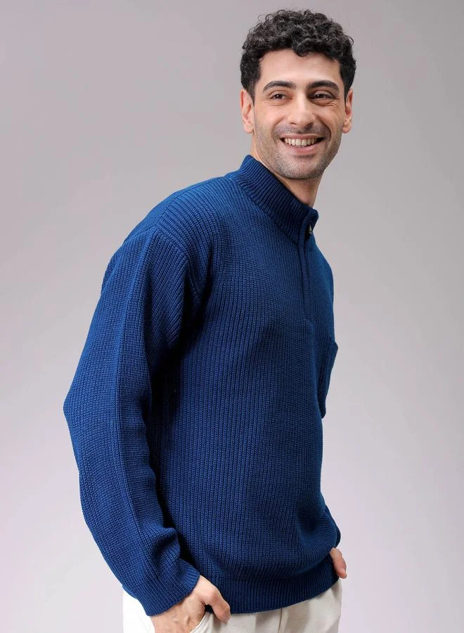 The Indian Garage Co Men Oversized Textured High Neck Sweater