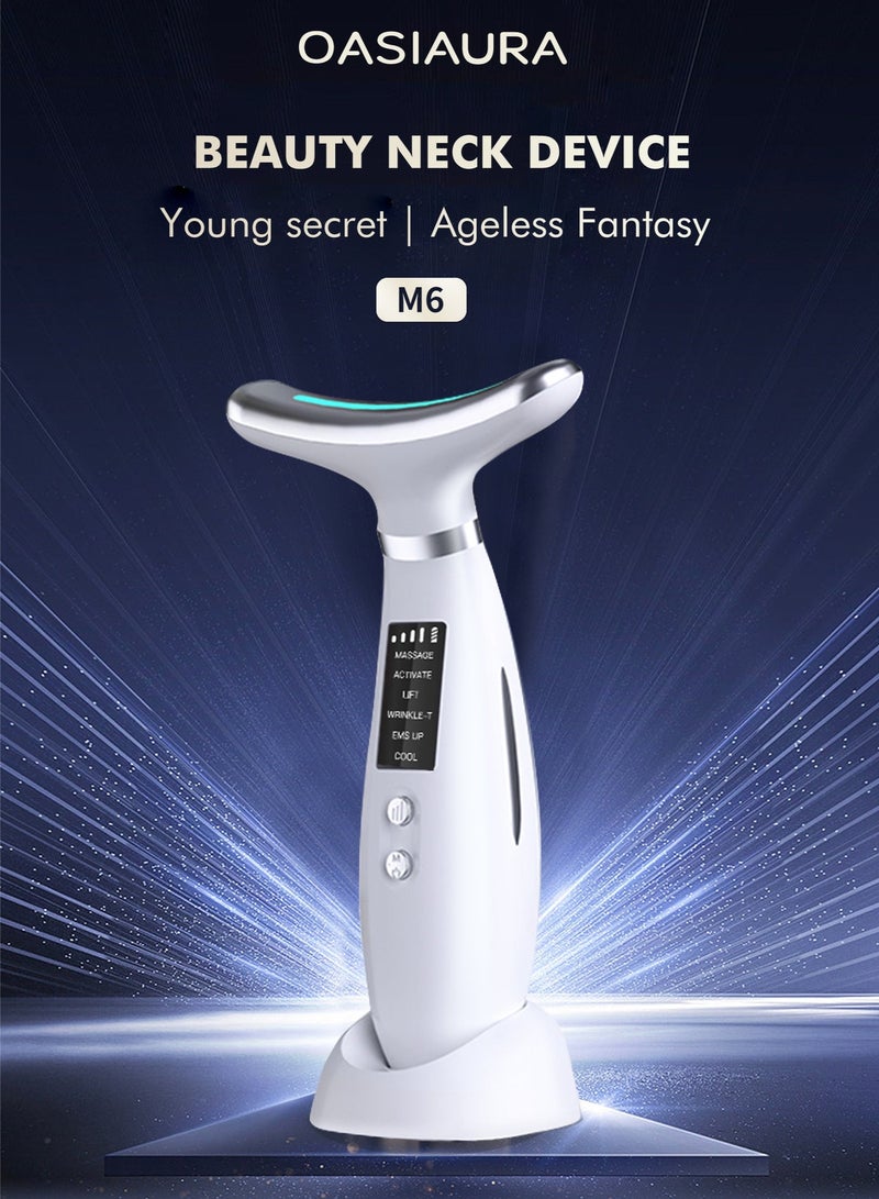 OASIAURA 6-in-1 Electric Neck & Face Massager Device with IPL & EMS, Hot & Cold Therapy Beauty Tool for Anti-Aging, Firming, Lifting, Double Chin Reduction & Face Sculpting - Image 1