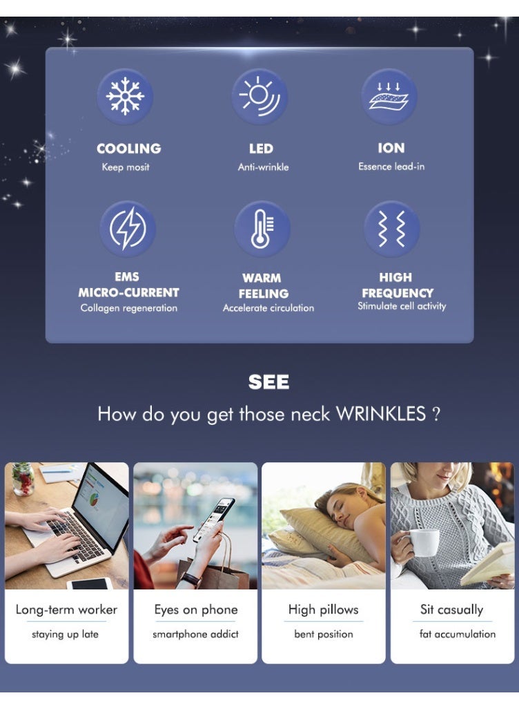 OASIAURA 6-in-1 Electric Neck & Face Massager Device with IPL & EMS, Hot & Cold Therapy Beauty Tool for Anti-Aging, Firming, Lifting, Double Chin Reduction & Face Sculpting - Image 3