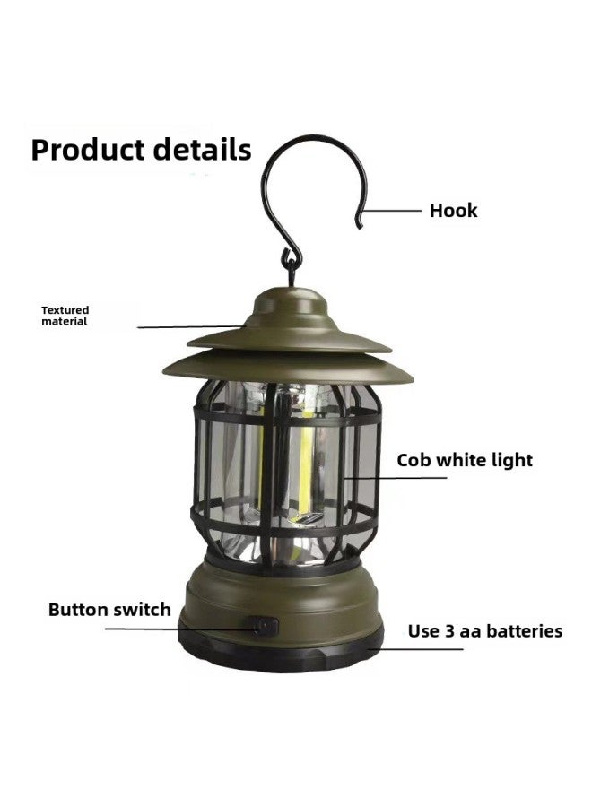 Retro Lantern Outdoor Camping Professional Tent Lamp Cob Rechargeable Battery Portable Home Camping Lamp-Color:Red Battery  - Image 5