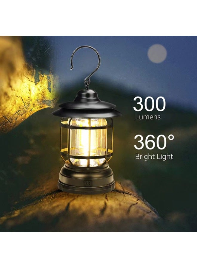 Retro Lantern Outdoor Camping Professional Tent Lamp Cob Rechargeable Battery Portable Home Camping Lamp-Color:Red Battery  - Image 4