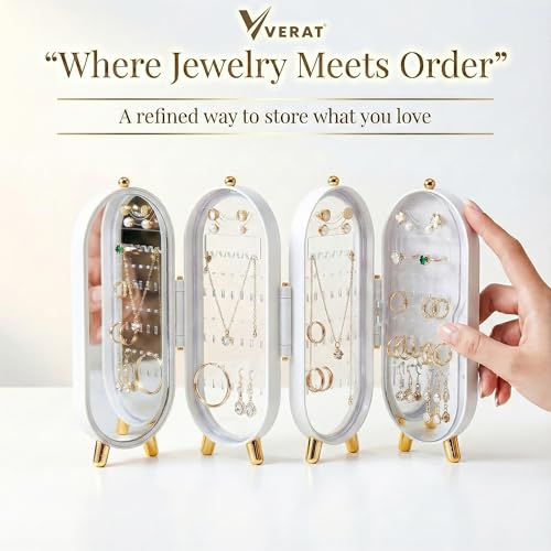 VERAT Rotating Earrings Stand Jewelry Display Organiser/Earrings organiser/Jewellery towers/jewellery stands/earring organizer Container for Home Wardrobe & Cupboard (White) - Image 5