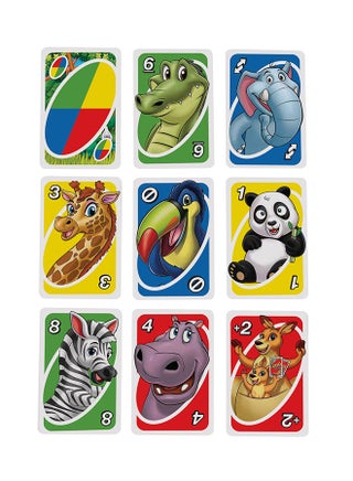 Original Uno Junior, Simplified Card Game with Zoo Animals, 3 Levels of Play, Perfect for Kids Ages 3+ - view 3