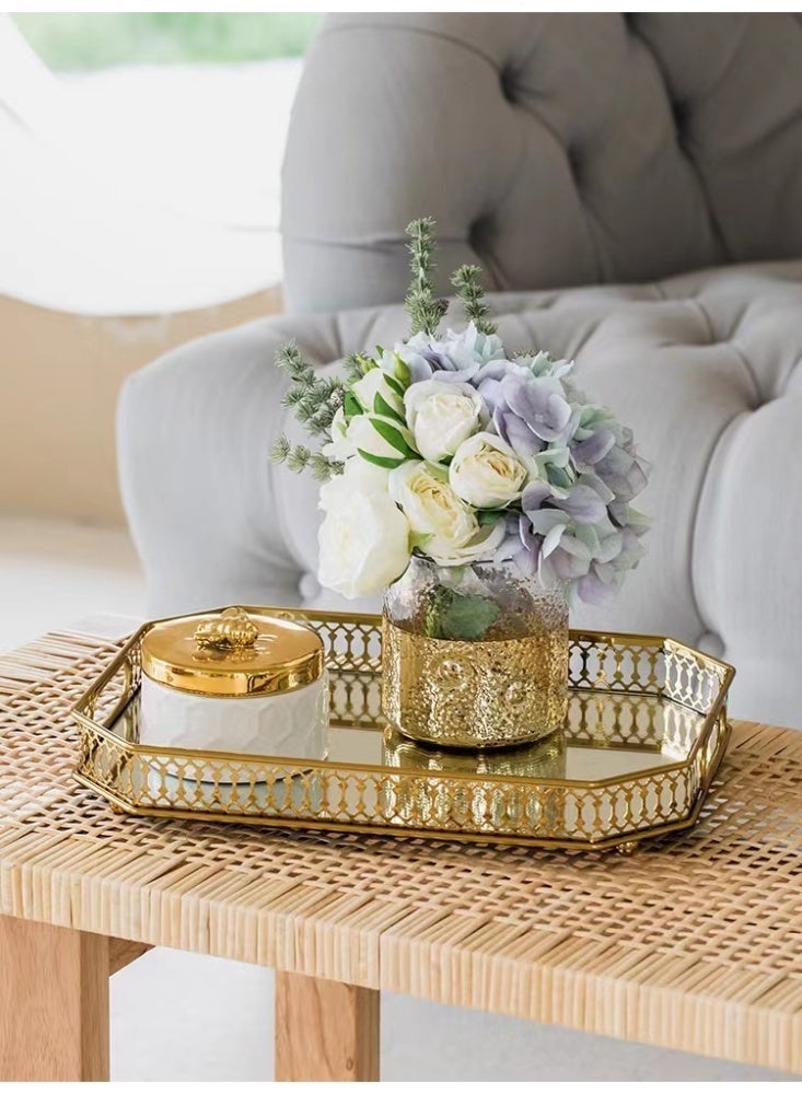 أوليس فيرس  ديلوكس الذهب مرآة معدنية صينية | طاولة القهوة ، طاولة خلع الملابس ، ديكور المنزل الديكور صينية | حامل شمعة ، علبة عطر | متعددة الأغراض تخزين صينية ( مستحضرات التجميل والفواكه والمشروبات والعطور التخزين ) - Image 2