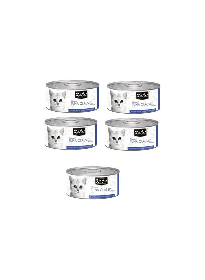Kit Cat 5 PC's Kit Cat Tuna Classic Wet Cat Food 80g Cans - Image 1