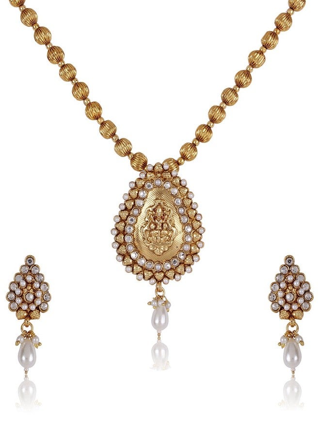 Shining Diva Gold Plated Traditional Temple Pendant Set For Women(Golden)(6587s) - Image 1