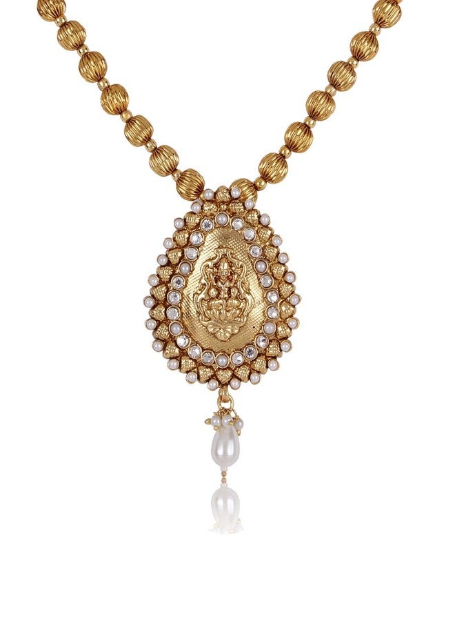 Shining Diva Gold Plated Traditional Temple Pendant Set For Women(Golden)(6587s) - Image 2