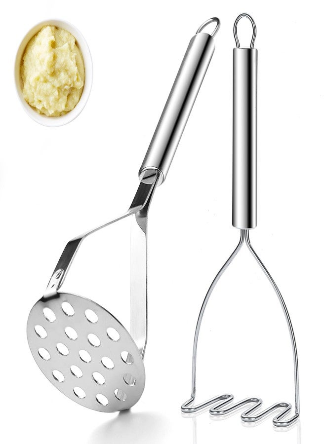 ReaNea Potato Masher Stainless Steel 2pcs, Mashed Potato Masher Kitchen Tool, Durable Mash Potatoes Masher Kitchen Utensils, Kitchen Gadgets Easy to Clean - Image 1