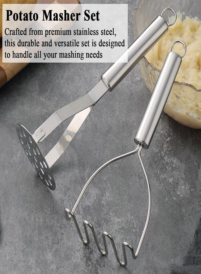 ReaNea Potato Masher Stainless Steel 2pcs, Mashed Potato Masher Kitchen Tool, Durable Mash Potatoes Masher Kitchen Utensils, Kitchen Gadgets Easy to Clean - Image 3