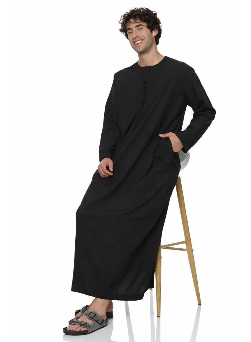 Al othaiman Mens Emirati Kandura/hobe | Premium Hand-Stitched Kandura | Traditional Arabic Dishdasha for Men | Elegant Middle Eastern Jubba in Soft Fabric - Image 4