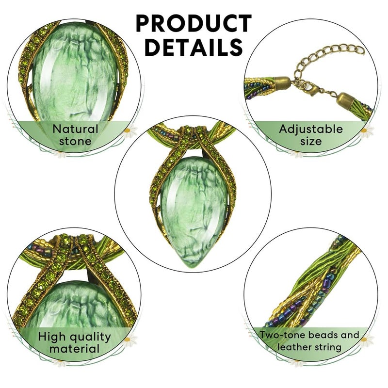 Luckam قلائد بوهيمية للنساء، 4 قطع مجوهرات عتيقة قلادة على شكل قطرة قلادة عصرية هدايا للمجوهرات للفتيات والأمهات والجدات والعمات - Image 3