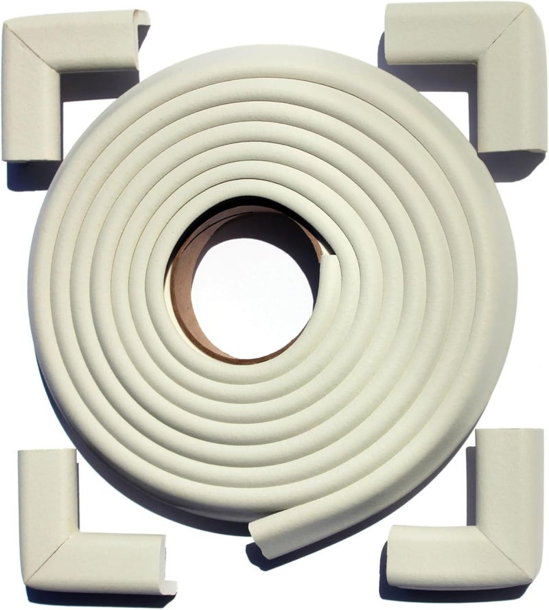 Cardinal Gates EC12CC4 Corner  Edge Cushions for Baby Proofing  Corner Protectors with Edge Protectors  12 Foot Roll of Padding  Four 3 x 15 Corners  Made in The USA  Ivory - Image 1