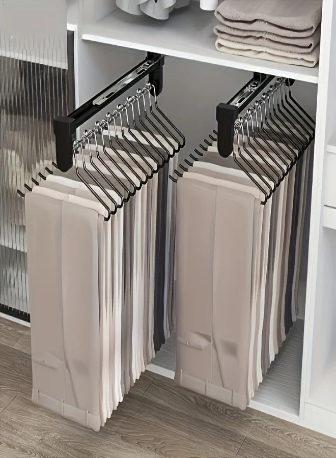 AROAQ 1pc Adjustable Foldable Pull-Out Clothes Hanging Rod – Space-Saving Carbon Steel Wardrobe Rail Organizer - Image 4