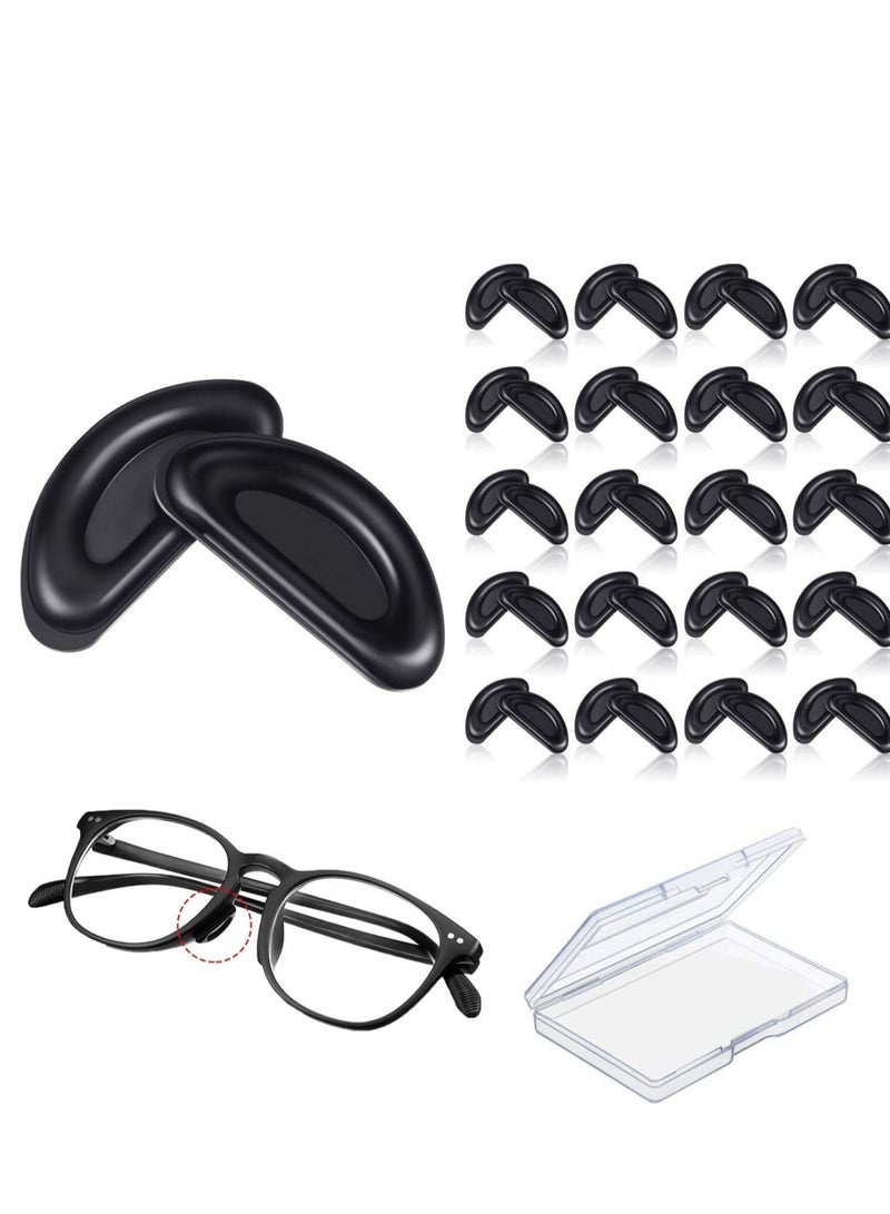 Captaintech Adhesive Eye Glasses Nose Pads,D Shape Stick on Anti-Slip Soft Silicone,Pad for Most,Eyeglasses and Sunglasses,15x7x1mm (Black) 24 Pairs - Image 1