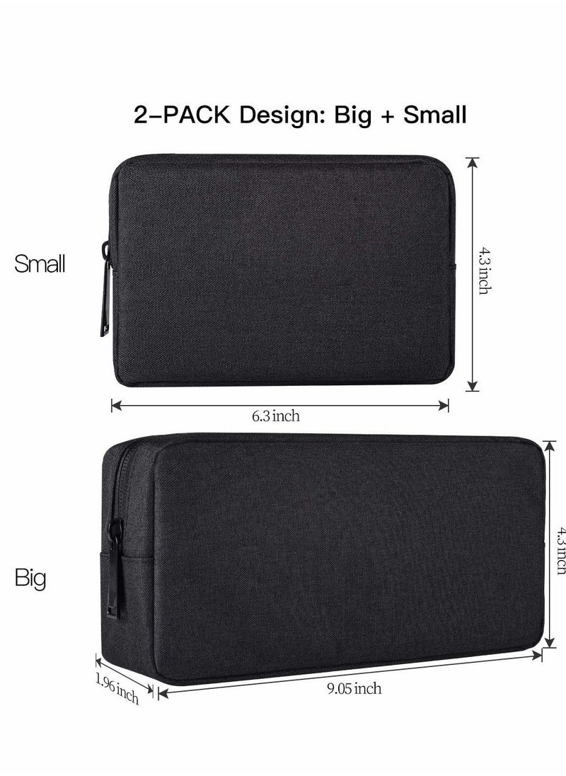 SYOSI Universal Electronics Accessories Organizer, 2pack Portable Soft Carrying Storage Case Bag for Charger Usb Cables Memory Cards Earphone Flash Hard, Small and Big black  - Image 5