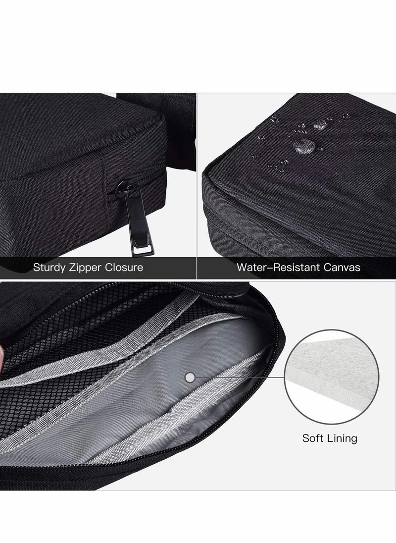 SYOSI Universal Electronics Accessories Organizer, 2pack Portable Soft Carrying Storage Case Bag for Charger Usb Cables Memory Cards Earphone Flash Hard, Small and Big black  - Image 3