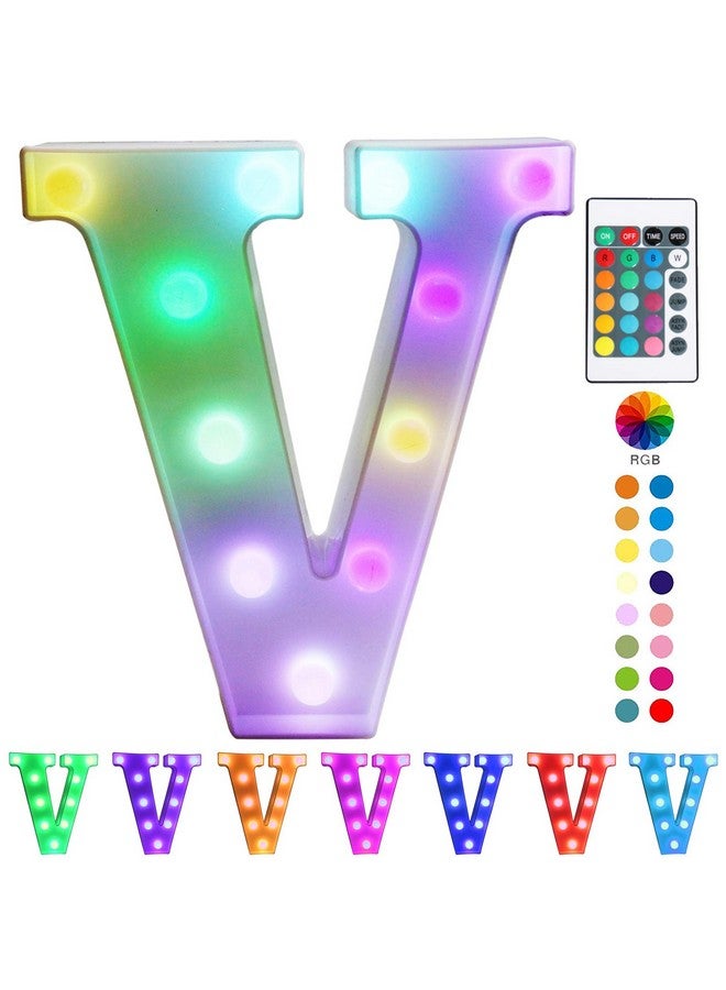 Pooqla Pooqla Colorful LED Marquee Letter Lights with Remote - Light Up Marquee Signs - Letters with Lights for Anniversary Party Room Decoration - Birthday Gift for Boys Girls Women Men - Multicolor V  - Image 1
