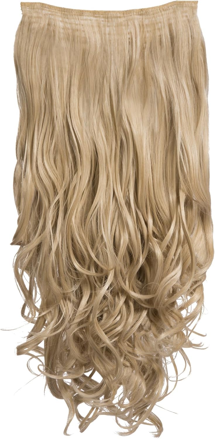 Koko Couture 22 Inch 3 Piece Weft Curly Synthetic Clip In Hair Extensions in Champagne Blonde Lena 61318