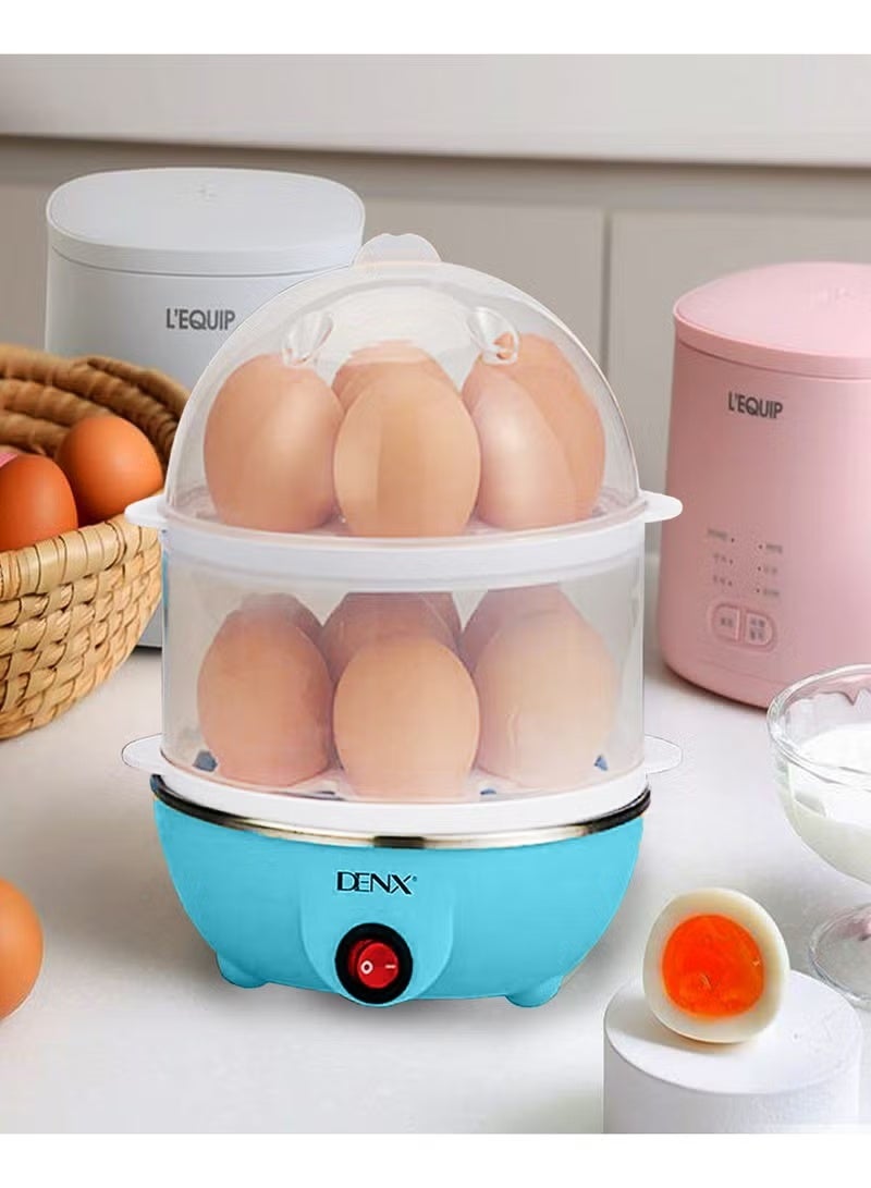 دينكس جهاز طهي البيض بالبخار DENX1760، بقوة 350 واط، وسعة 14 بيضة، جهاز طهي بيض كهربائي متعدد الوظائف، طبقتان، ألوان متنوعة - Image 5