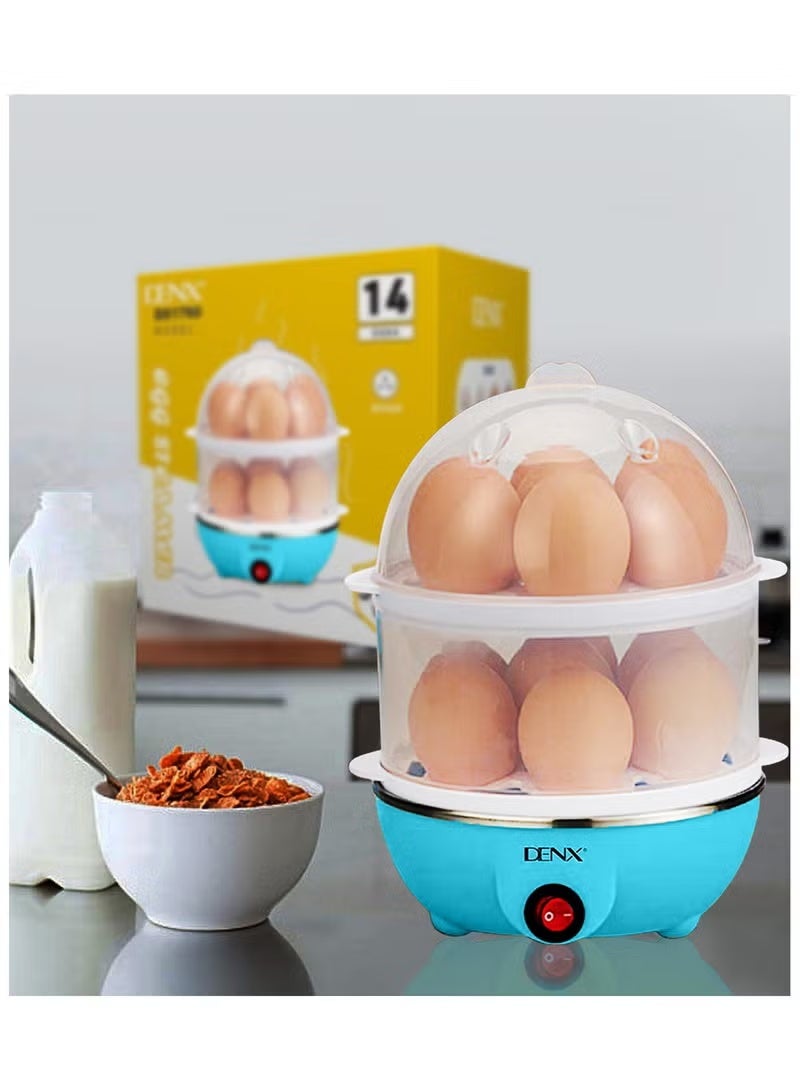دينكس جهاز طهي البيض بالبخار DENX1760، بقوة 350 واط، وسعة 14 بيضة، جهاز طهي بيض كهربائي متعدد الوظائف، طبقتان، ألوان متنوعة - Image 3
