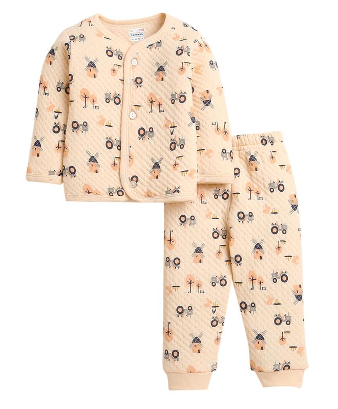 BUMZEE Light Orange Boys Full Sleeves Polyfill Winter Wear Set Age - 6-9 Months (Peb9817D-log) - Image 5