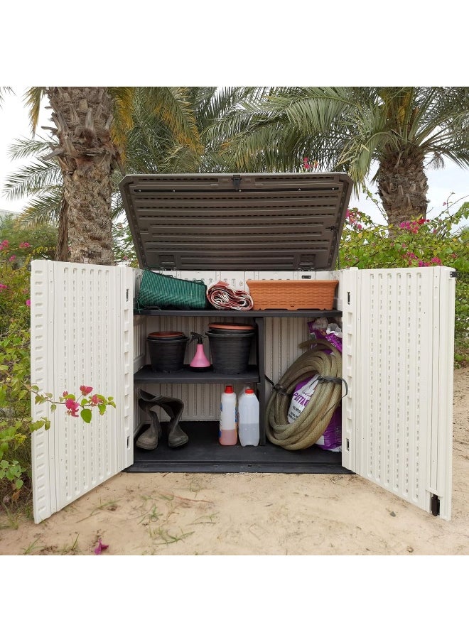 Cameltough - CamelTough Outdoor Storage Cabinet, Heavy Duty, 772 Litres, 5-Year Limited Warranty, Horizontal Shed (With shelves) - Image 1