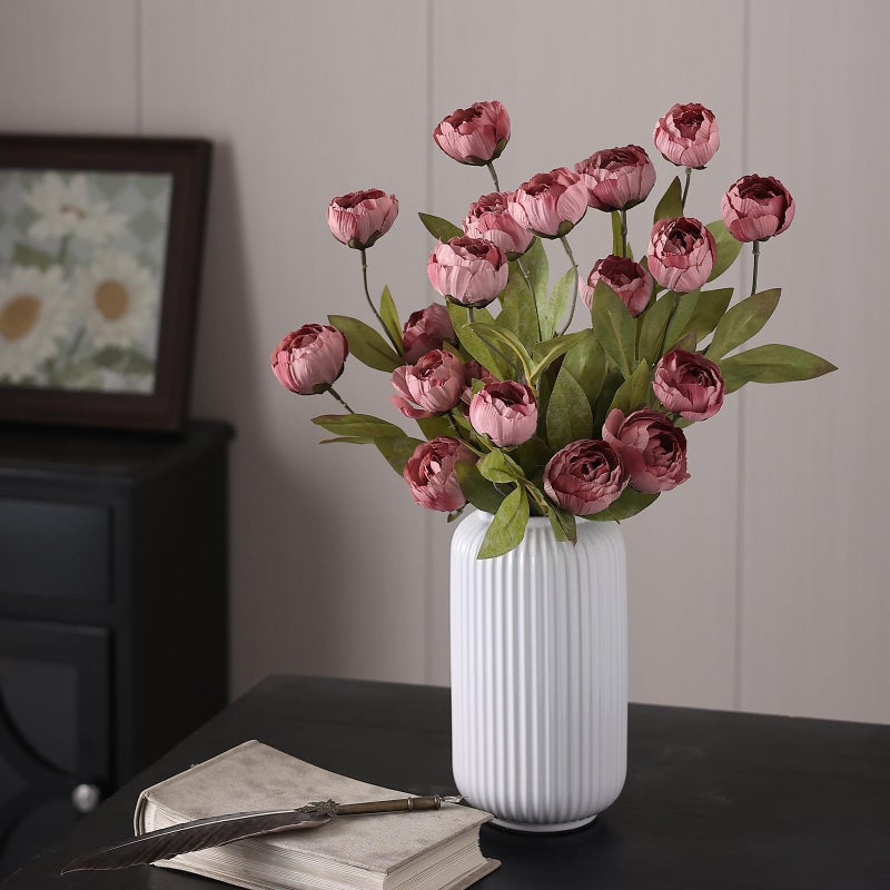 VIERENA 12 Pcs Faux Silk Peony Artificial Flowers for Vase -27", Bulk Fake Peonies Branches with Stems for DIY Bouquet Centerpieces Wedding Fillers Arrangements Shower Decorations (Warm Pink) - Image 4