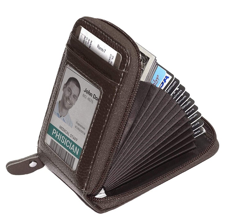 LipiWorld® Credit/Debit/ATM/Visiting/Business Zipper Card Holder Case Wallet for Gift Men & Women with Money Coin Purse (Brown) - Image 5