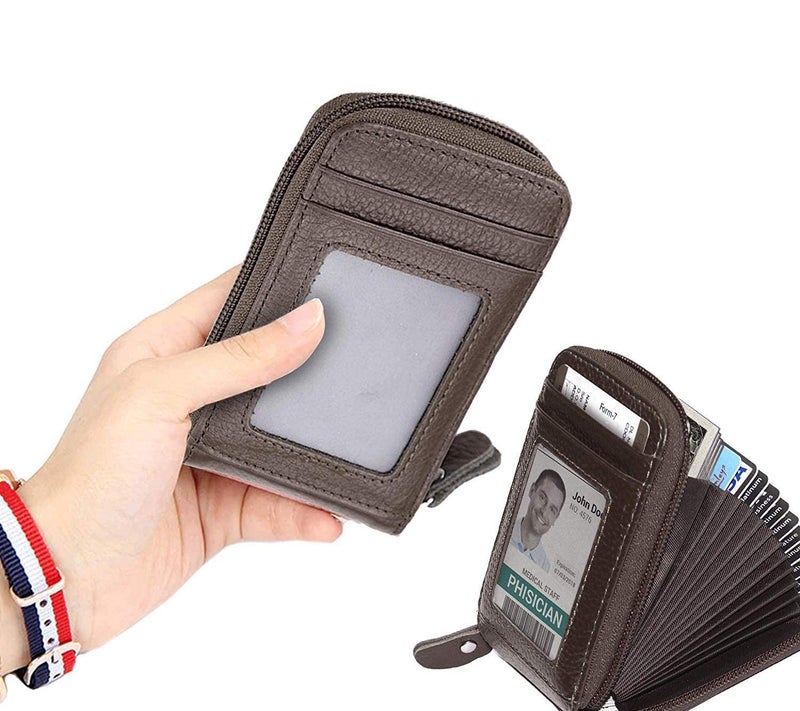 LipiWorld® Credit/Debit/ATM/Visiting/Business Zipper Card Holder Case Wallet for Gift Men & Women with Money Coin Purse (Brown) - Image 2