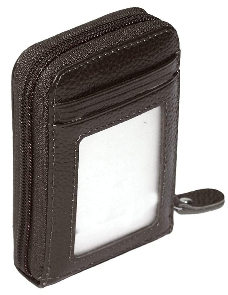 LipiWorld® Credit/Debit/ATM/Visiting/Business Zipper Card Holder Case Wallet for Gift Men & Women with Money Coin Purse (Brown) - Image 1