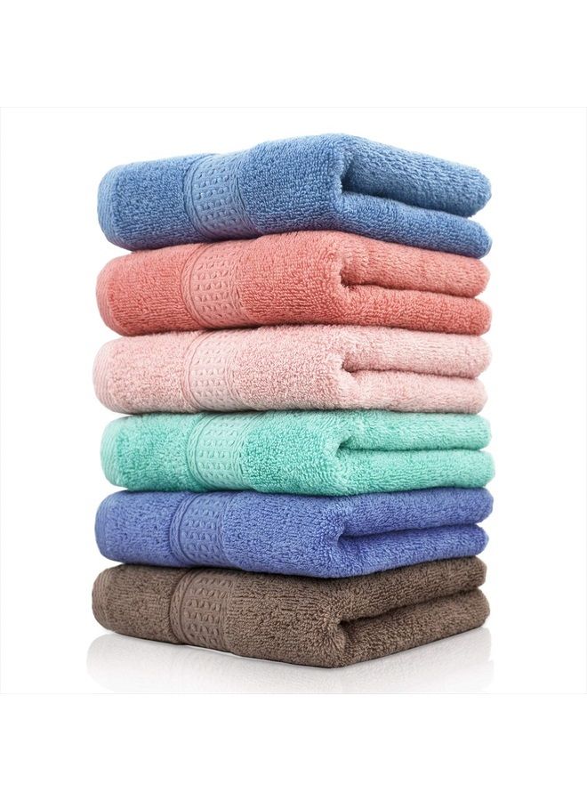 Cleanbear Cotton Hand Towel Set 6-Pack Ultra Soft Hand Towels with Assorted Colors (13 x 29 Inches) Lightweight and Quick Dry Bathroom Towels - Image 1