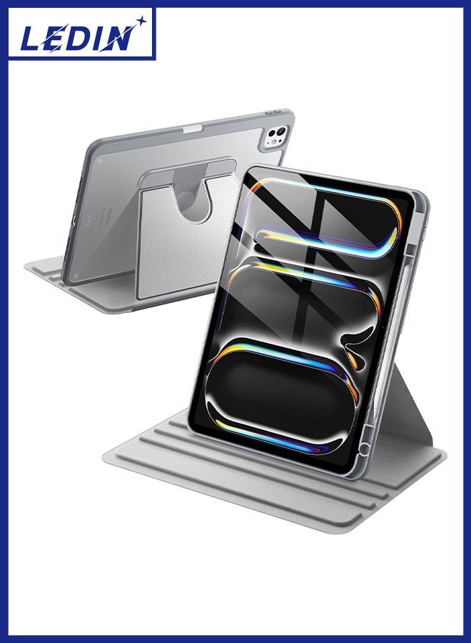 LEDIN Rotating Case for iPad Pro 13-Inch M4 (2024) with Pencil Holder,360 Degree Rotation Protective Stand Slim Cover Clear Back, Auto Wake/Sleep (iPad Pro 13) - Image 1
