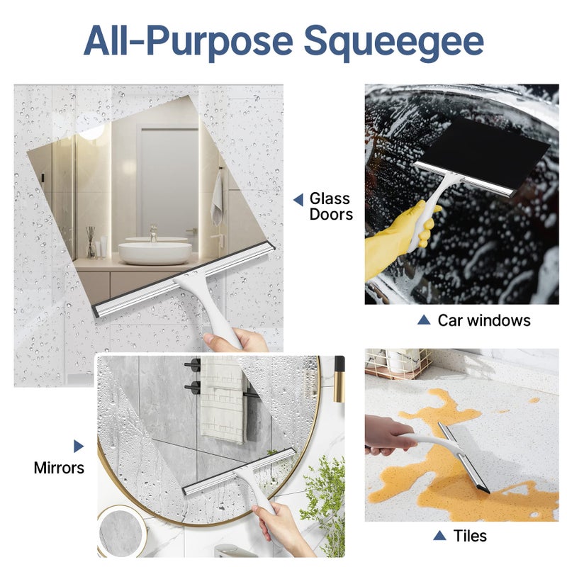 AmazerBath Squeegee for Shower Glass Doors - All-Purpose Squeegee with Hook for Windows, Mirrors, Tiles and Car Glass, 10 Inches - Image 4