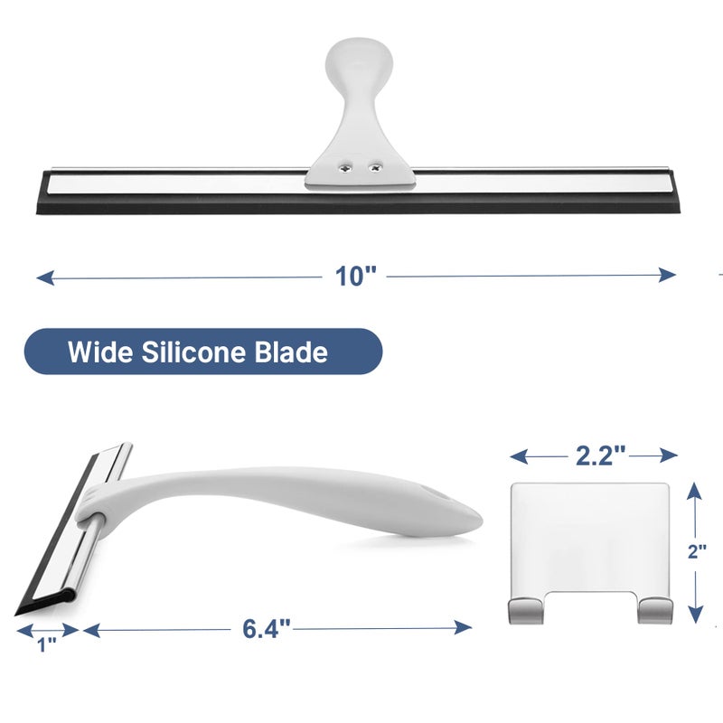 AmazerBath Squeegee for Shower Glass Doors - All-Purpose Squeegee with Hook for Windows, Mirrors, Tiles and Car Glass, 10 Inches - Image 2