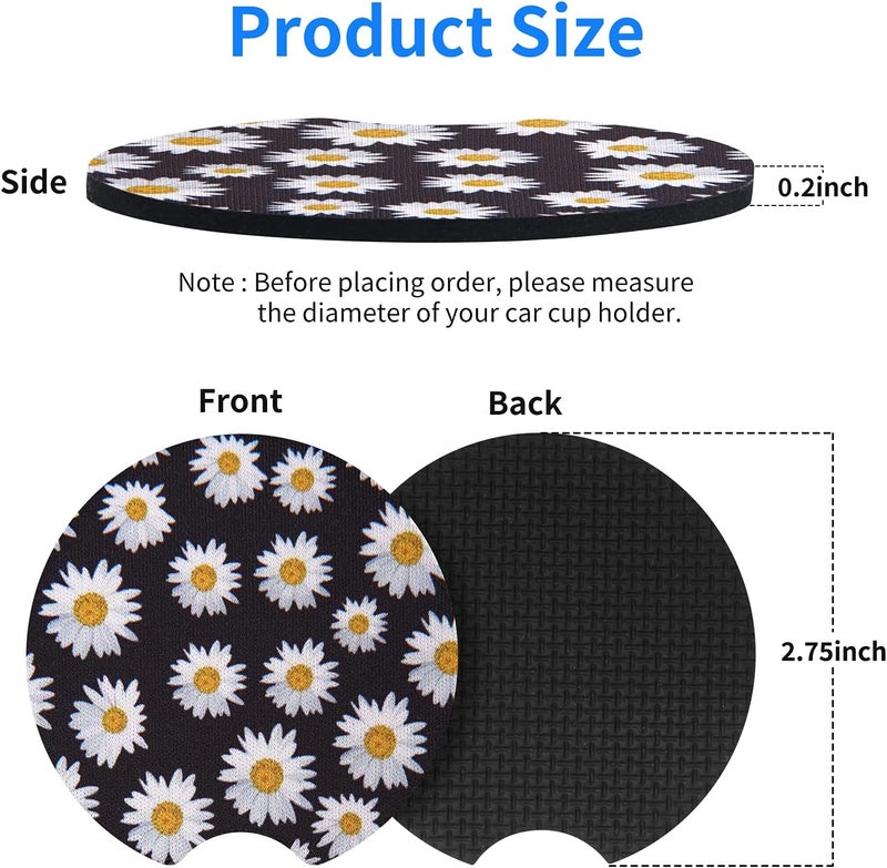 Tifanso Daisy Print Car Coasters - 2 Pack - Image 2