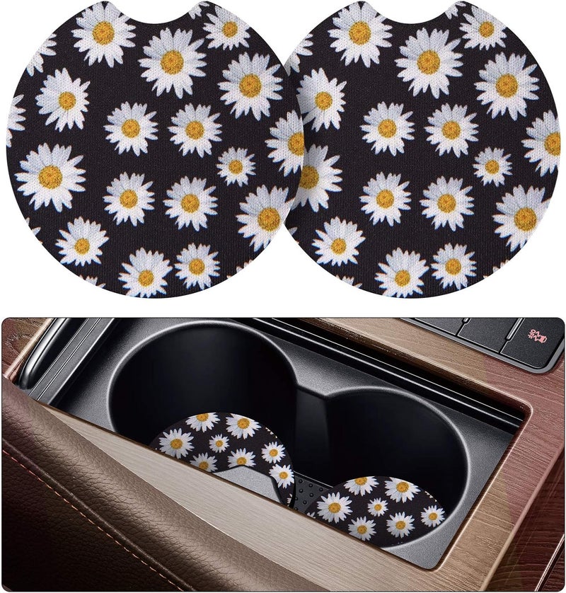 Tifanso Daisy Print Car Coasters - 2 Pack - Image 1