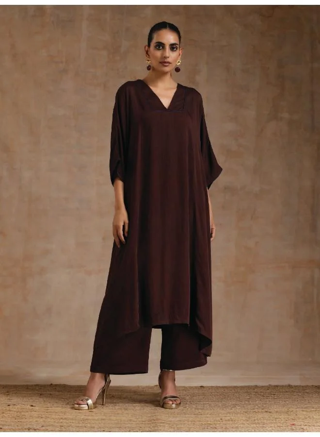 trueBrowns Cola Brown Modal Oversized Kurta Set