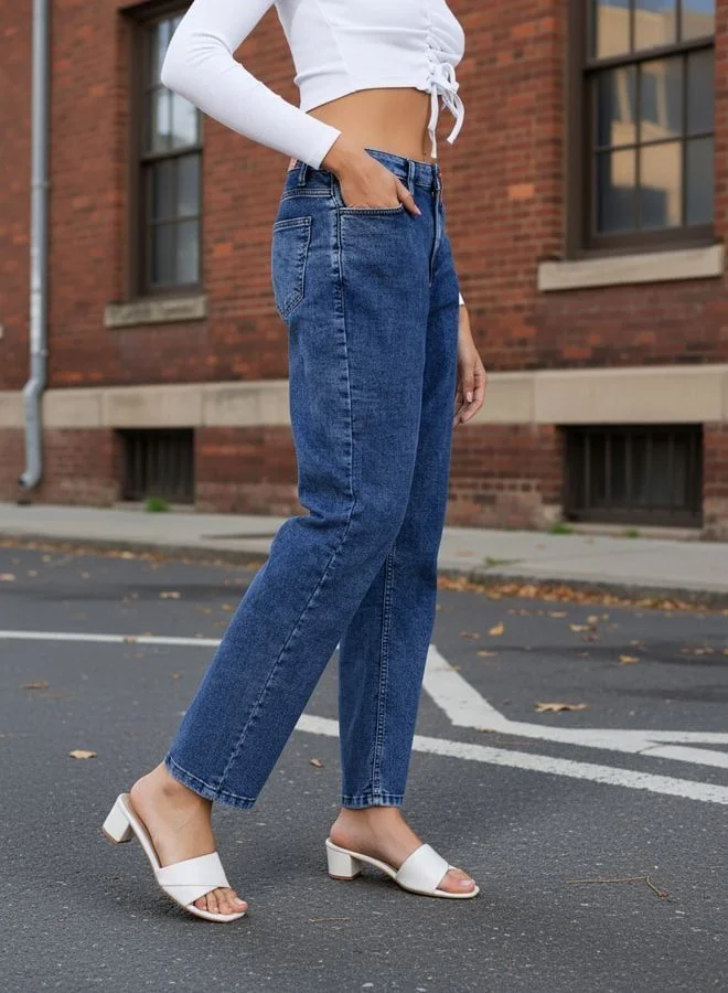 Freehand  Women Straight Fit Solid Mid Rise Jeans  | Best Price UAE
