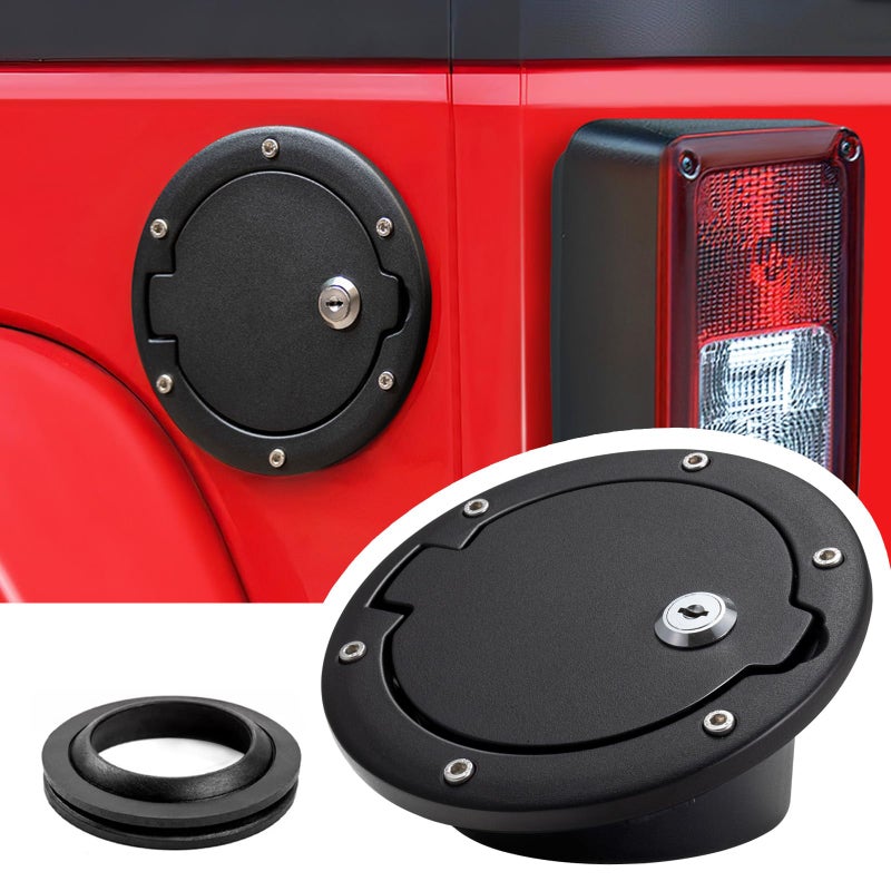 Gas Cap Cover for Jeep Wrangler 20072017 JK Unlimited Rubicon Sahara Jk Wrangler Fuel Door Locking Banhao Gas Tank Door Gas Cap Rplacement