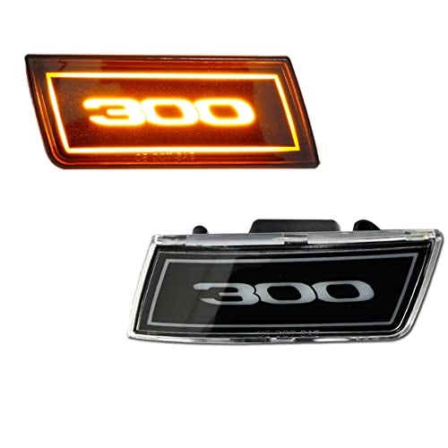 GSOWO 2 PCS Amber LED Side Marker Light for Chrysler 2005-2014 300 300C, [with 300" Badge] Clear Lens Front Turn Signal Indicator Blinker Lights, 45-SMD LED Sidemarker Lamps - Image 1