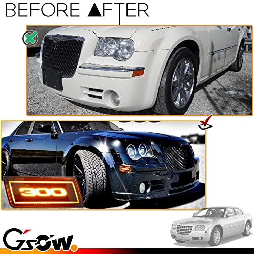 GSOWO 2 PCS Amber LED Side Marker Light for Chrysler 2005-2014 300 300C, [with 300" Badge] Clear Lens Front Turn Signal Indicator Blinker Lights, 45-SMD LED Sidemarker Lamps - Image 2
