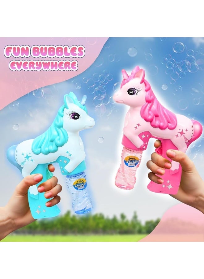 Haktoys Haktoys Unicorn Bubble Guns 2Pack Set  Includes 4 Bubbles Refill Solutions  6 Batteries  Perfect Outdoor Bubble Maker Toy for Kids Boys  Girls  Ideal for Birthday Gifts and Toddler Play - Image 5