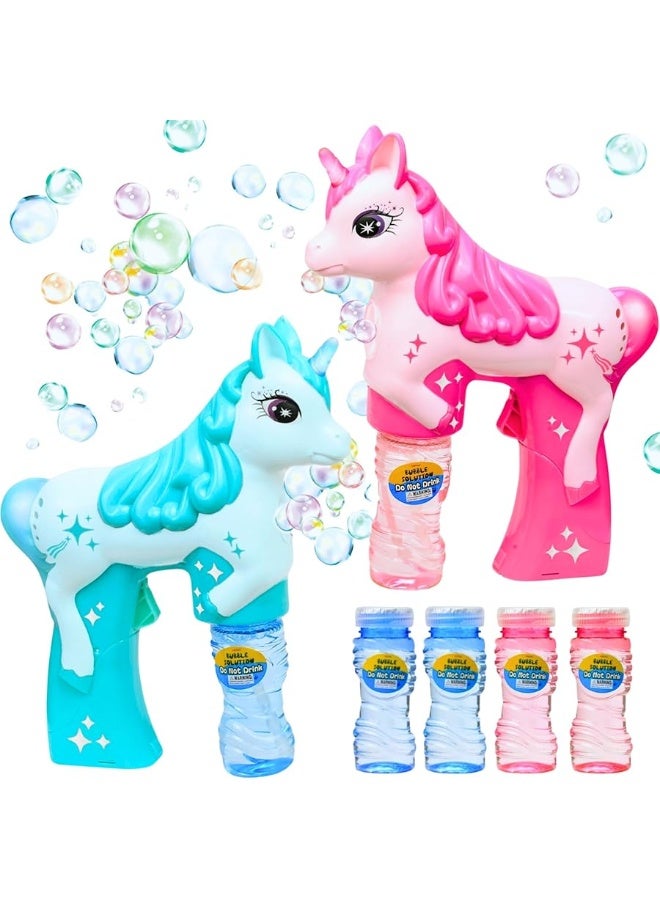 Haktoys Haktoys Unicorn Bubble Guns 2Pack Set  Includes 4 Bubbles Refill Solutions  6 Batteries  Perfect Outdoor Bubble Maker Toy for Kids Boys  Girls  Ideal for Birthday Gifts and Toddler Play - Image 1