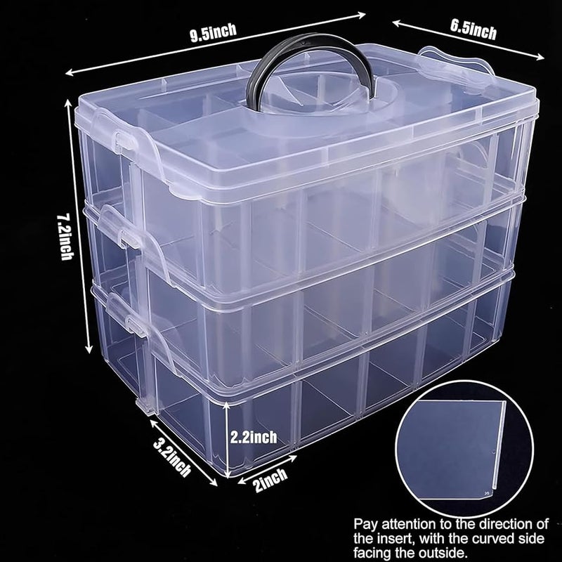 SGHUO 3-Tier Stackable Storage Container Box with Dividers-30 Compartments, Bead Organizers for Art Craft Storage, Washi Tape, Kids Toys, Jewelry, Beauty & Sewing Supplies - Image 2