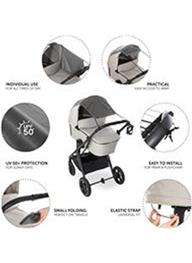 Hauck Universal Sun Sail – UPF 50+ Sunshade for Prams, Buggies & Strollers - Adjustable Baby Sun Cover with Roll-Up Design, Compact & Washable (Grey) - Image 4
