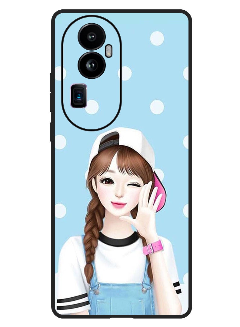 Theodor Protective Case Anti Scratch Shock Proof Bumper Cover For Oppo Reno 10 Pro Plus Girl Wear Cap  - Image 1